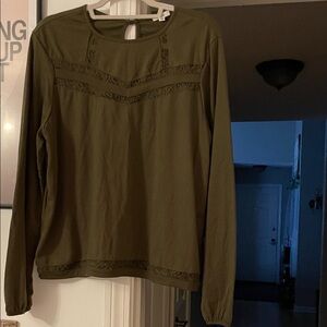 Ardene Khaki Lace-Trim Blouse